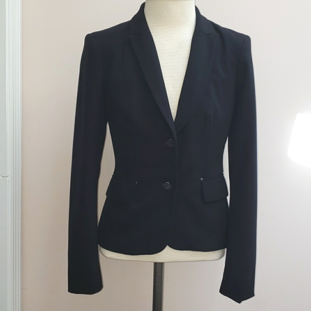 Calvin Klein Black Double Button Blazer Suit Jacket, Size 0